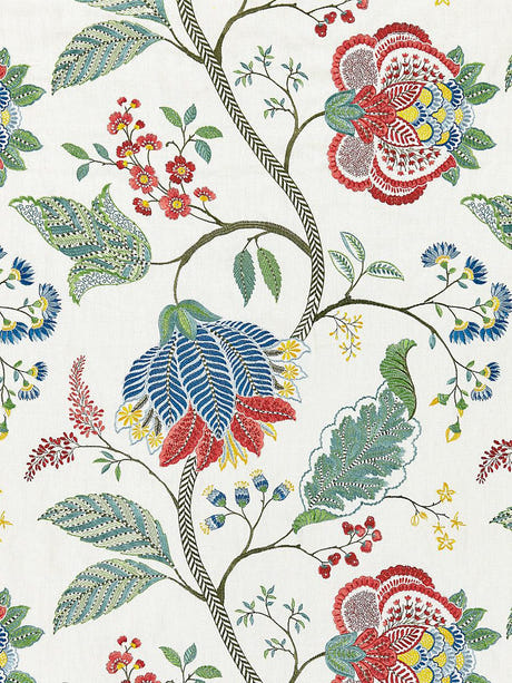 scalamandre palampore embroidery bloom fabric - scala 27175-003