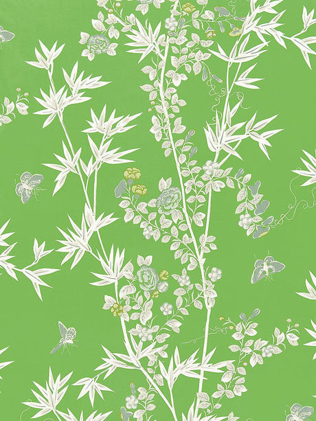 scalamandre jardin de chine print jade fabric - scala 16608-004