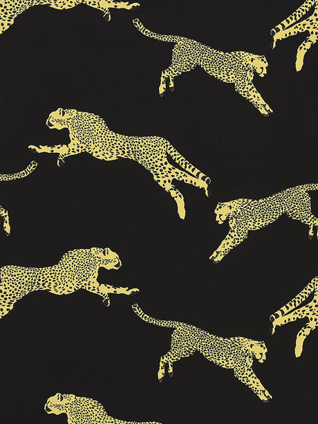scalamandre leaping cheetah cotton print black magic fabric - scala 16634-006