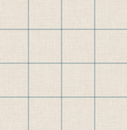 Seabrook Linen Check Alabaster And Air Force Blue Wallpaper