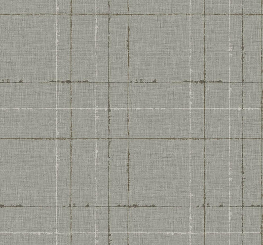 Seabrook Gorton Plaid Ash Wallpaper
