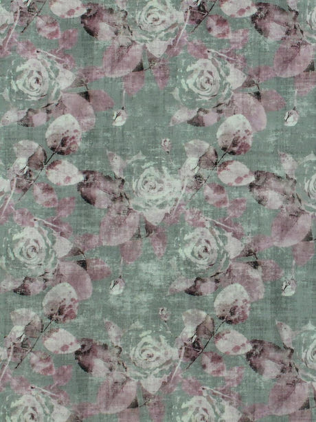 scalamandre rose trellis printed velvet charcoal pink fabric - scala n4rose-004