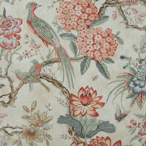 Anna French AF72992 Villeneuve Coral on Flax Fabric
