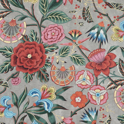 anna french af9616 cleo coral on charcoal fabric