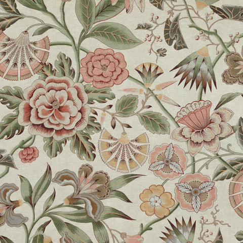 anna french af9618 cleo red and gold on flax fabric