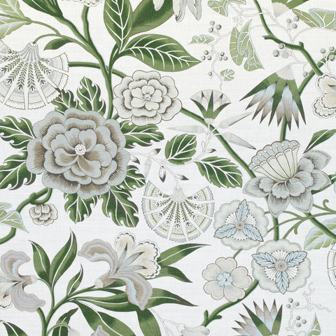 anna french af9622 cleo green and white fabric