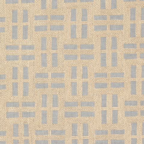 Anna French AW73002 Lock Embroidery Gold on Grey Fabric
