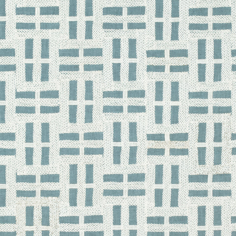 Anna French AW73003 Lock Embroidery Aqua Fabric