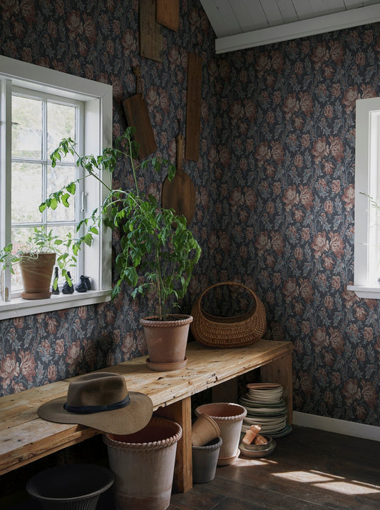 Amelia Indigo Blue - S10253 - Sandberg Wallpaper