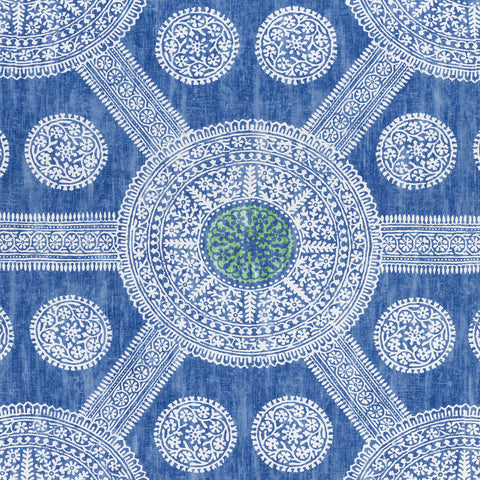 Stonington Blue and Green Fabric - F910636 - Thibaut Fabric