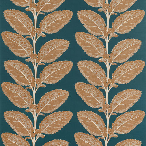 Lacinato Ochre and Mineral Fabric - F912037 - Thibaut Fabric