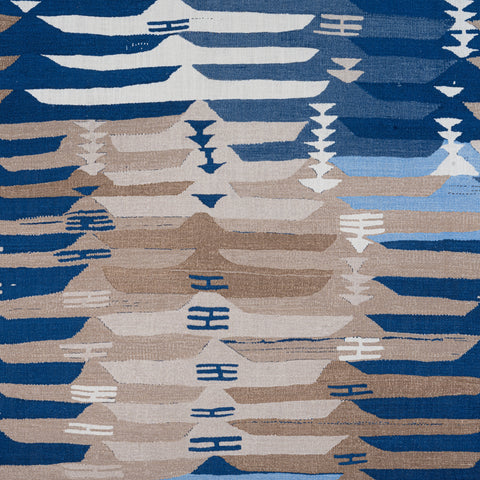 Rio Grande Blue and Beige Fabric - F913211 - Thibaut Fabric