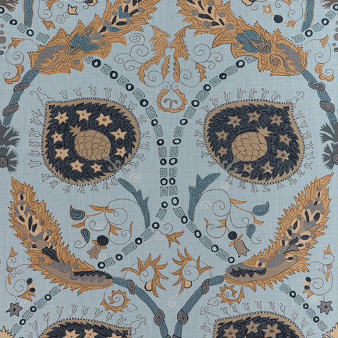 Lewis Mineral Blue Fabric - F913214 - Thibaut Fabric