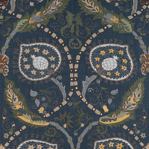 Lewis Charcoal and Bluestone Fabric - F913216 - Thibaut Fabric