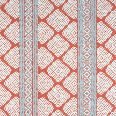 Austin Coral and Spa Blue Fabric - F913248 - Thibaut Fabric