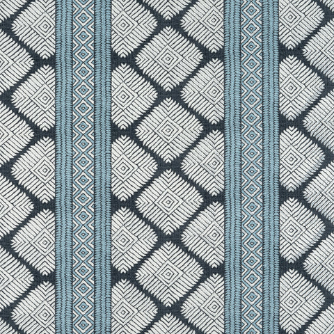 Austin Black and Mineral Blue Fabric - F913250 - Thibaut Fabric