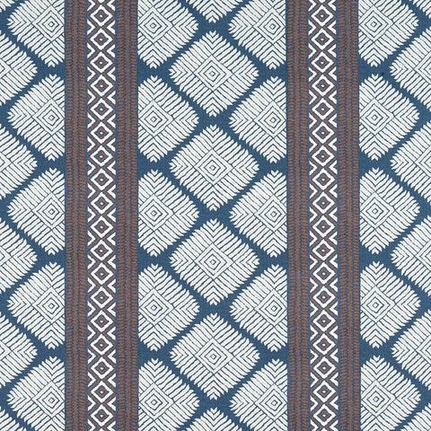 Austin Brown and Navy Fabric - F913252 - Thibaut Fabric