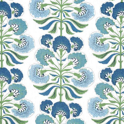 Tybee Tree Green and Blue Fabric - F916215 - Thibaut Fabric