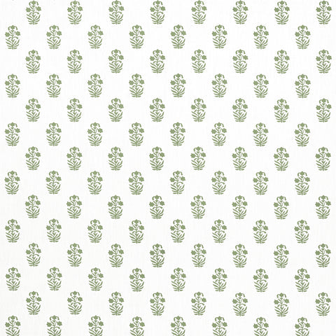 Corwin Green on White Fabric - F936402 - Thibaut Fabric