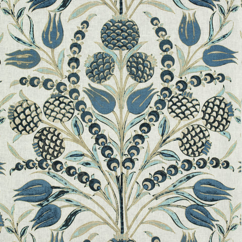 Corneila Aqua and Blue Fabric - F972602 - Thibaut Fabric