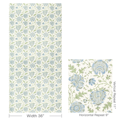 Lee Jofa - Indiennes Floral wallpaper - Sea - P2022112.530.0