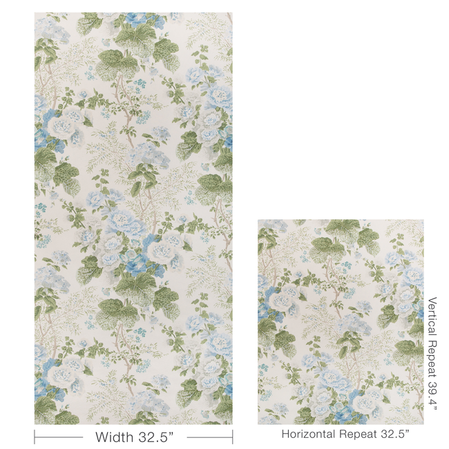 lee jofa - grand althea wallpaper - blue/leaf - p2023115.153.0