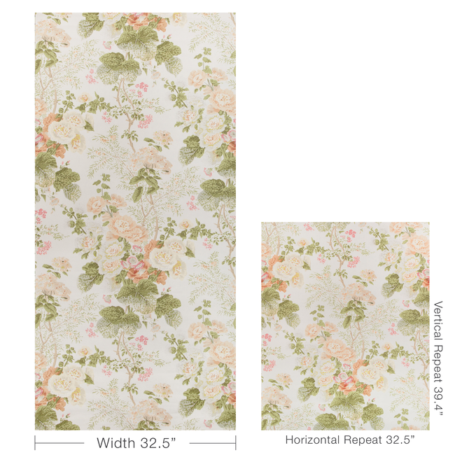 lee jofa - grand althea wallpaper - apricot/moss - p2023115.312.0