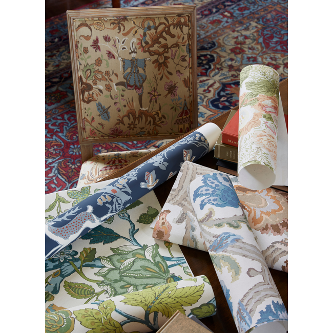 lee jofa - grand althea wallpaper - apricot/moss - p2023115.312.0