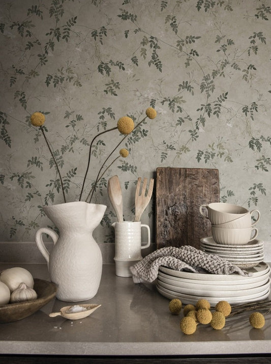 Irene Olive Green - S10112 - Sandberg Wallpaper