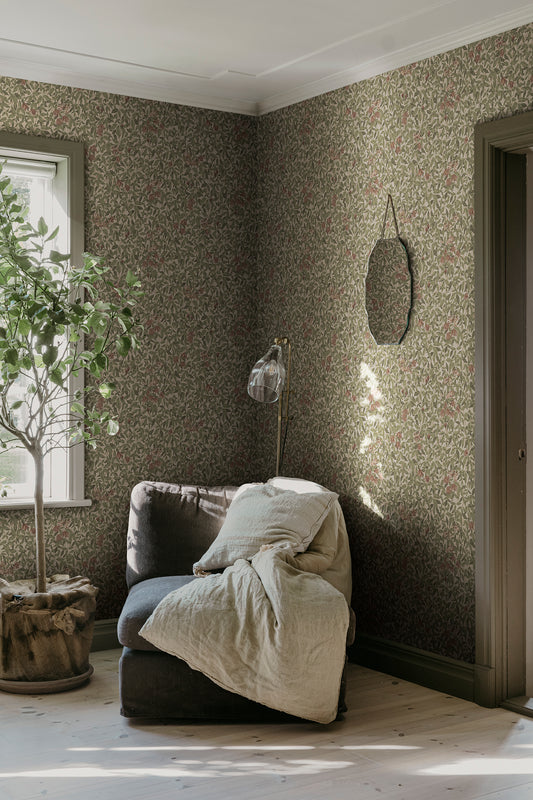 linnea, burgundy - s10557 - sandberg wallpaper