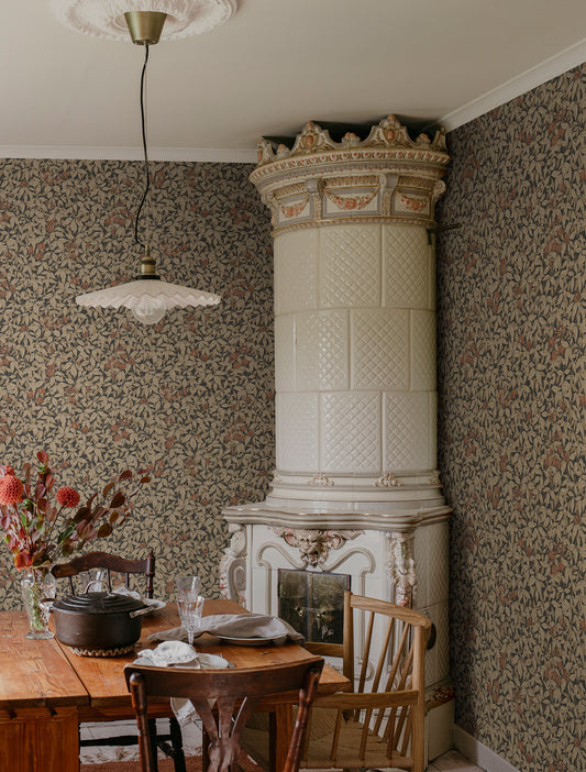 linnea, charcoal - s10559 - sandberg wallpaper