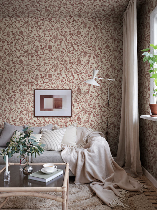 Tree Of Life, Burgundy - S10614 - Sandberg Wallpaper