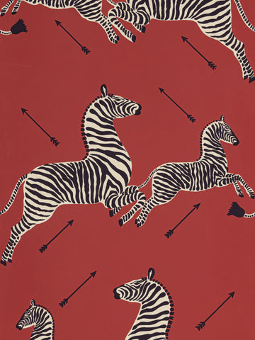 scalamandre - zebras vinyl masai red wallpaper - sc 0001wp81388mv