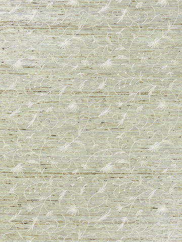 scalamandre - olivia embroidered grasscloth winter wheat wallpaper - sc 0001wp88384