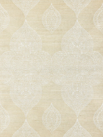 scalamandre - taj embroidered sisal chai wallpaper - sc 0001wp88555