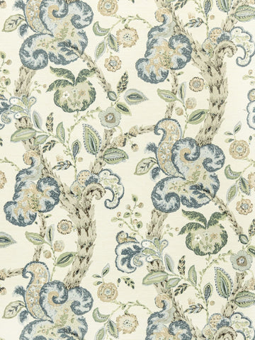scalamandre - cumbria aquamarine on ivory wallpaper - sc 0001wp88589