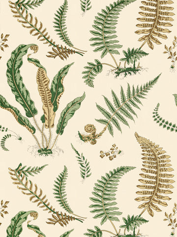 scalamandre - elsie de wolfe greens on off white wallpaper - sc 0001wp88592d