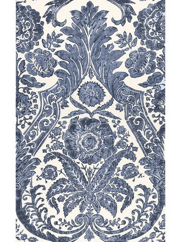 Scalamandre - Luciana Damask Print Denim Wallpaper - SC 0003WP88354