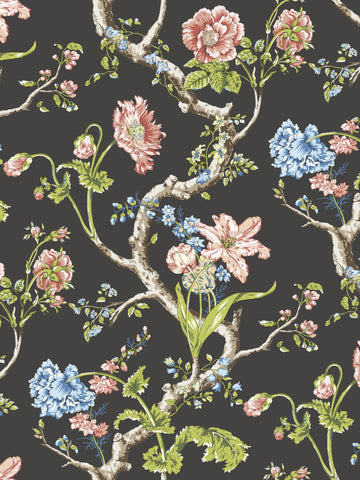 Scalamandre - Andrew Jackson Floral Noir Wallpaper - SC 0004WP88432