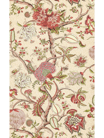 scalamandre - pondicherry turkey red on lime fern wallpaper - sc 0004wp88585