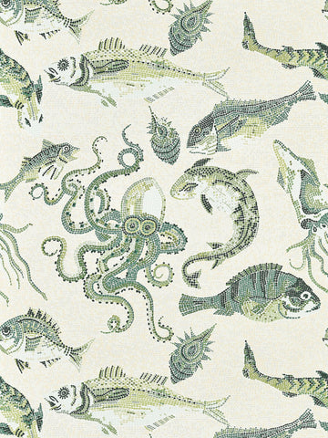 scalamandre - mikonos green and eggshell wallpaper - sc 0005wp81545