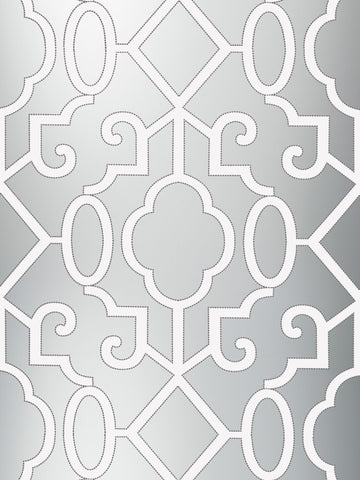 Scalamandre - Ming Fretwork Silver Wallpaper - SC 0006WP88356