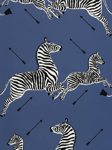 Scalamandre - Zebras Vinyl Denim Wallpaper - SC 0008WP81388MV