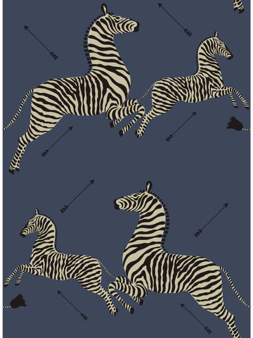 scalamandre - zebras removable denim wallpaper - sc 0008wp81388ps