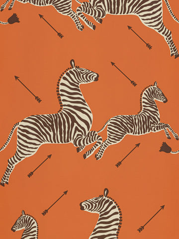 scalamandre - zebras vinyl orange wallpaper - sc 0012wp81388mv