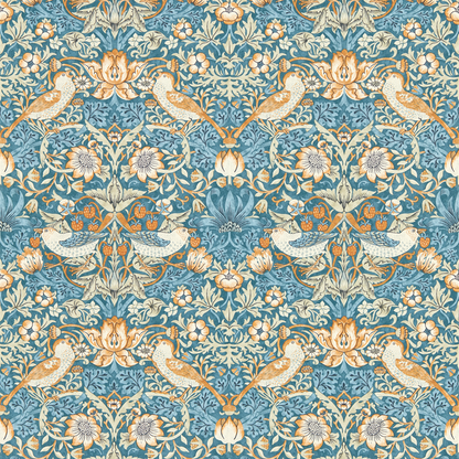 Clarke & Clarke - Strawberry Thief - Denim wallpaper - W0171/02.CAC.0