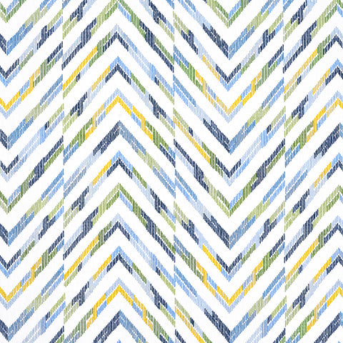 Hamilton Embroidery Blue and Yellow Fabric - W714345 - Thibaut Fabric