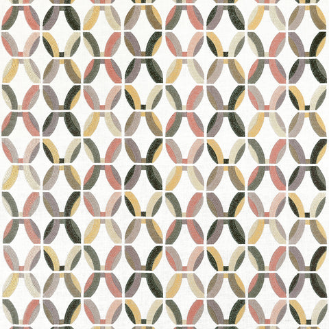 Passageway Embroidery Apricot and Ginger Fabric - W745002 - Thibaut Fabric