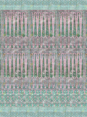 Scalamandre - Topkapi Garden Panel Green Pink Wallpaper - WNM 1022TOPK