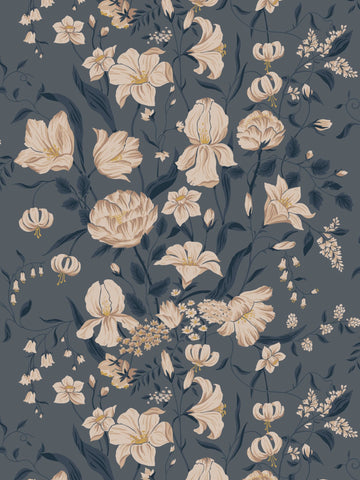scalamandre - karins bukett indigo wallpaper - wsb 00631016